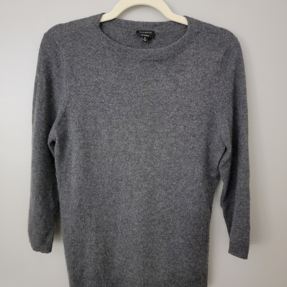Talbots 100% Cashmere Charcoal Grey Sweater Size M Normcore Quiet Luxury